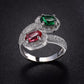 Luxury Emerald & Ruby Silver Ring
