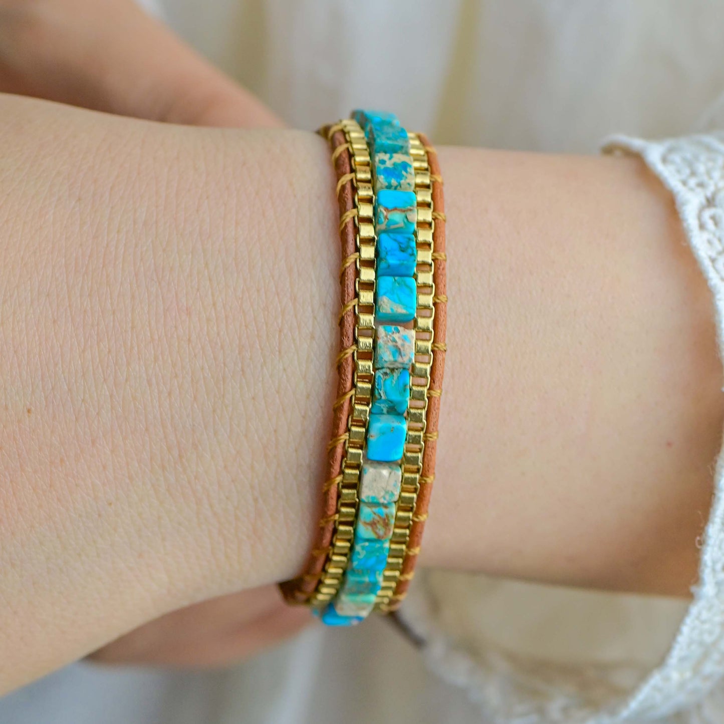 Türkises Goldenes Kriegerarmband