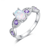 White Fire Opal Oval Stone Silver Ring