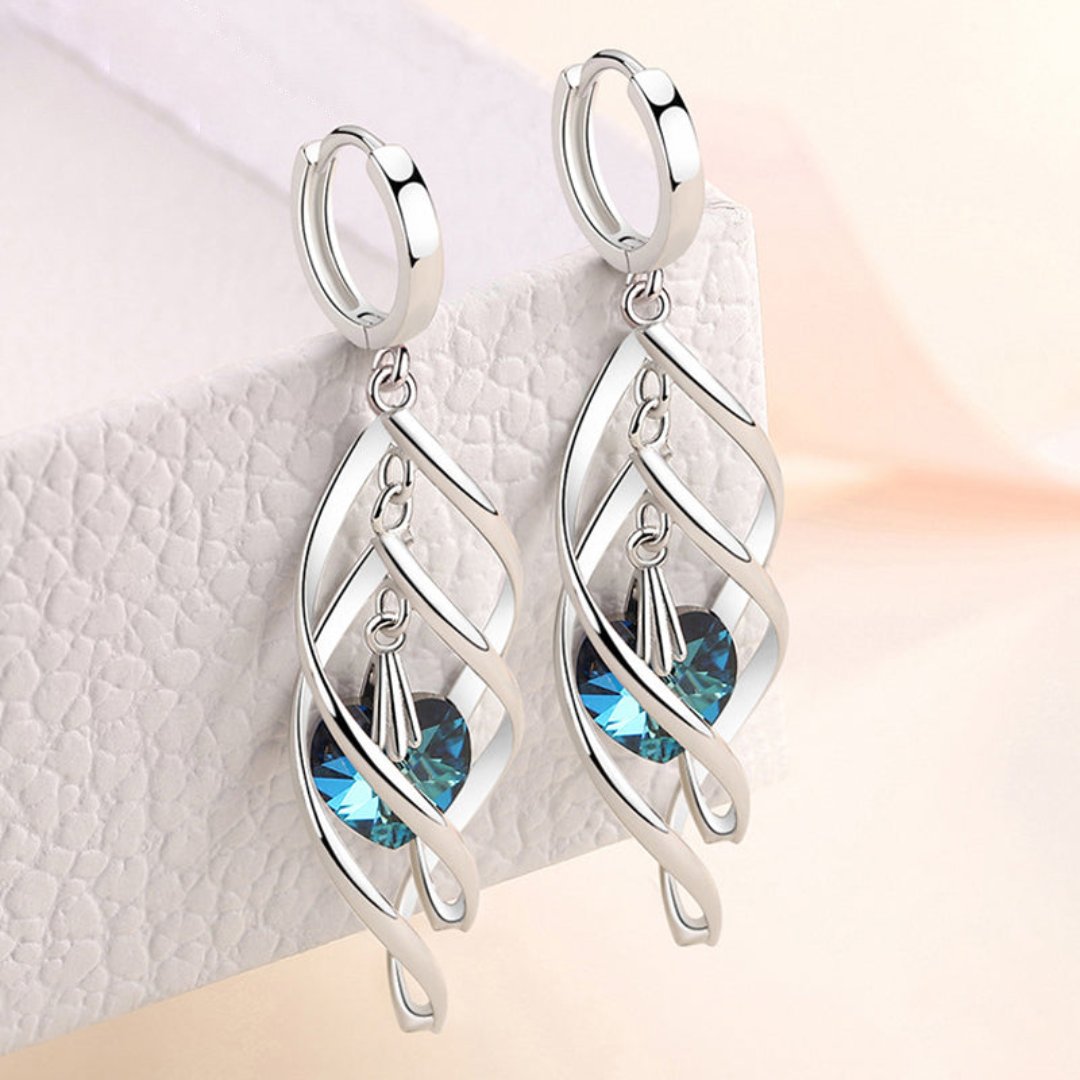 Elegant Crystals 925 Sterling Silver Earrings