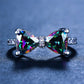 Stilvoller Ring mit Regenbogentopas und Zirkonia
