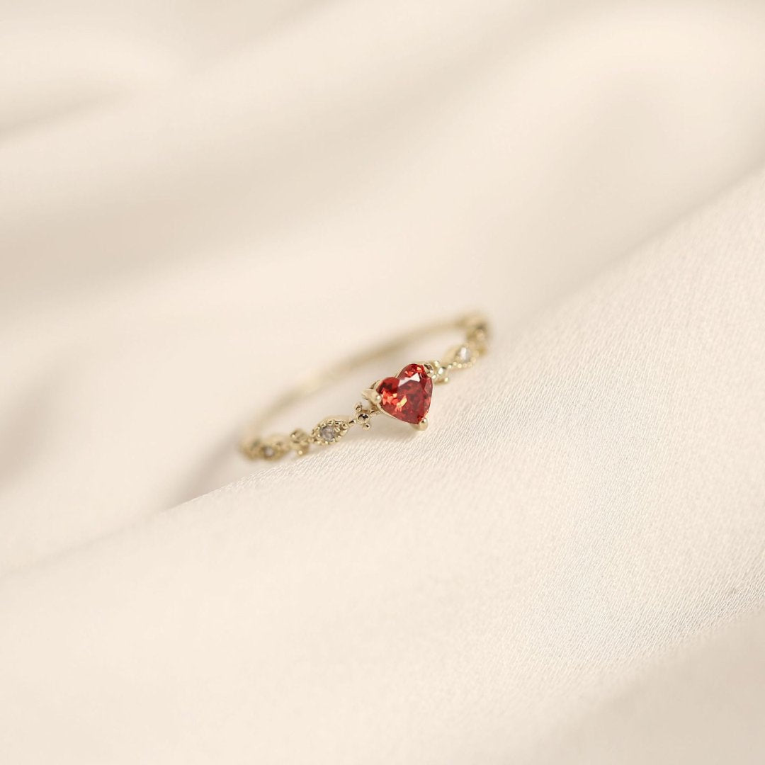Love Ruby 14K Gold Plated Silver Ring