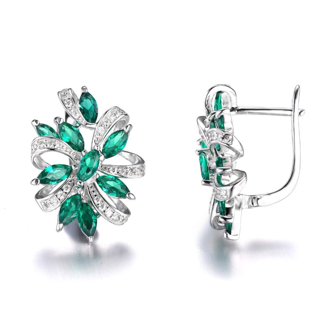 Elegant Emerald 925 Sterling Silver Earrings