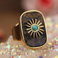 Resplendent Birthstones Sun Flower Adjustable Ring