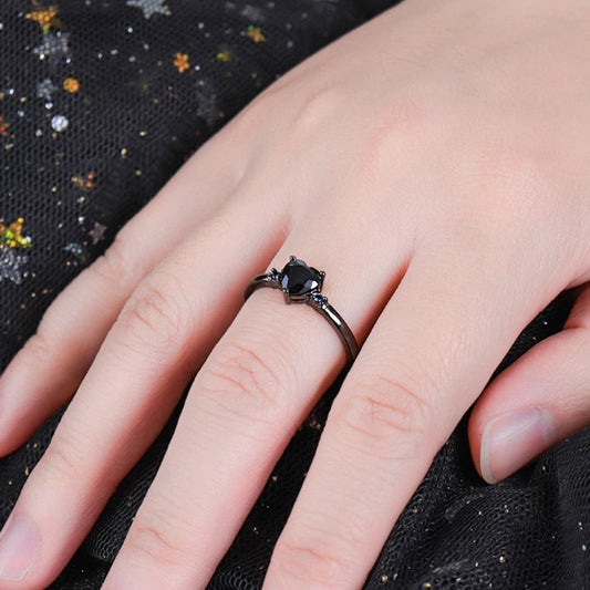 Vintage Herz Onyx &amp; Blauer Zirkonia Ring