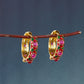 Elegant Red Corundum Gold Plated Earrings