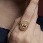 Ethnic Gold Plated Jade Agate Pearl Adjustable Ring