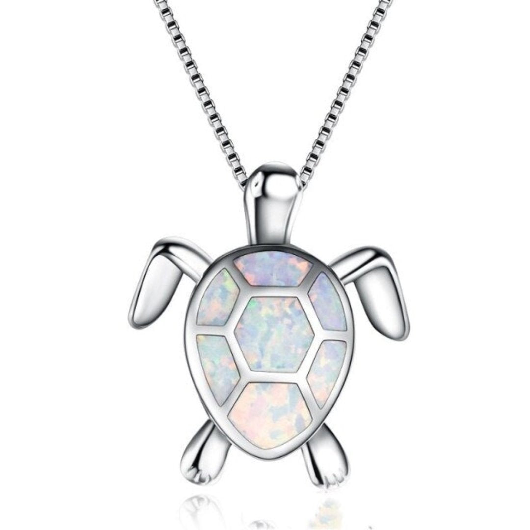 Spirit Turtle Opal Silver Necklace