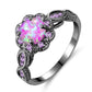 Flower Opal Zirconia Black Ring