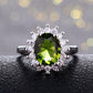 Flower Peridotite Sterling Silver Ring