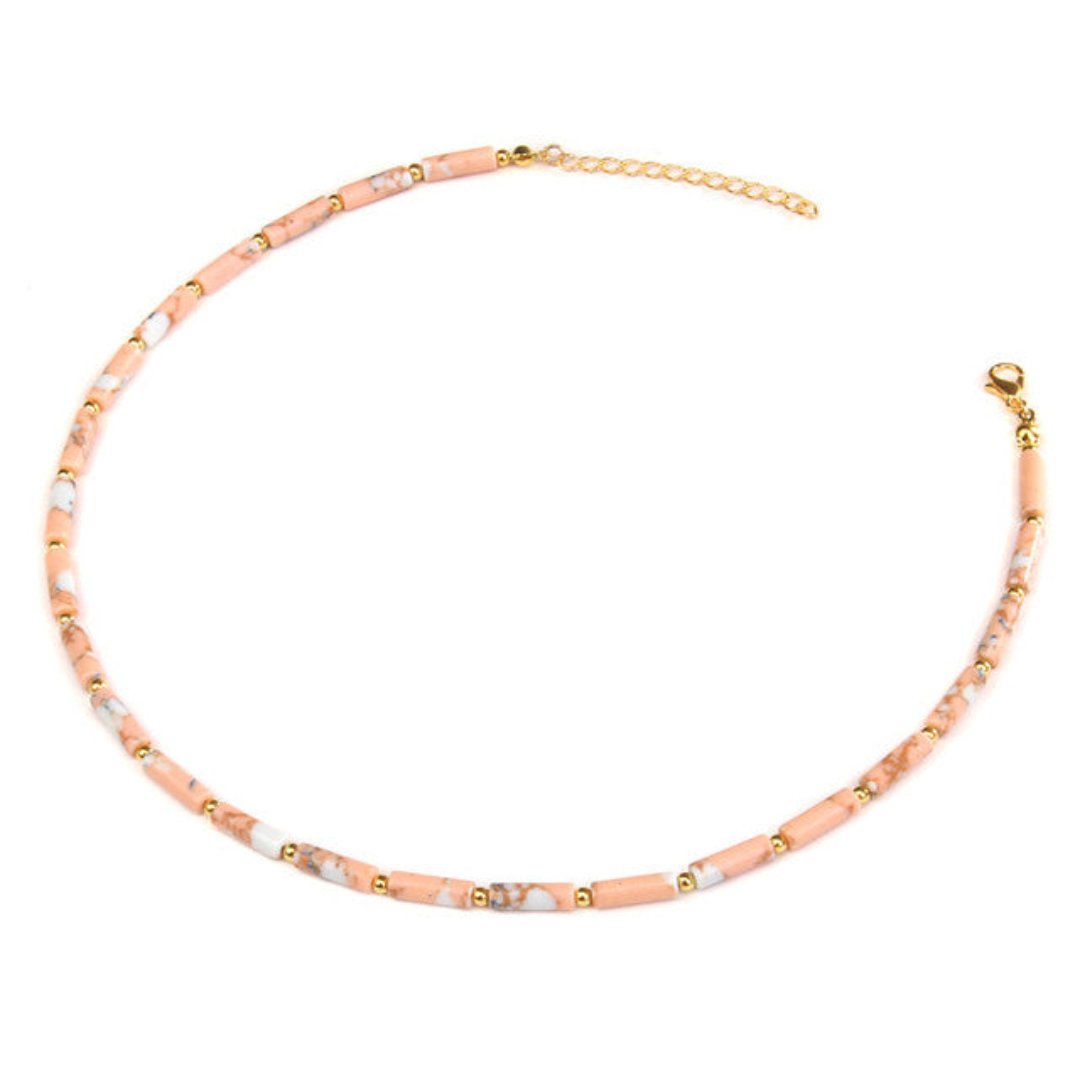 Natural Stone Tube Beads Necklaces