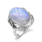 Natural Oval Moonstone Sterling Silver Ring