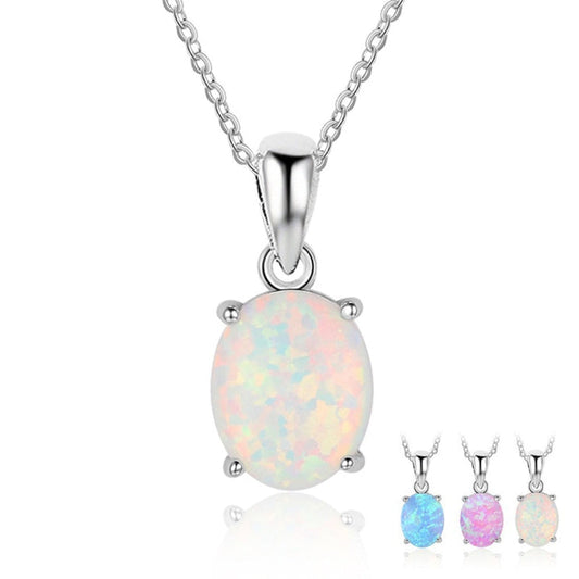 Chic Oval Fire Opal Pendant