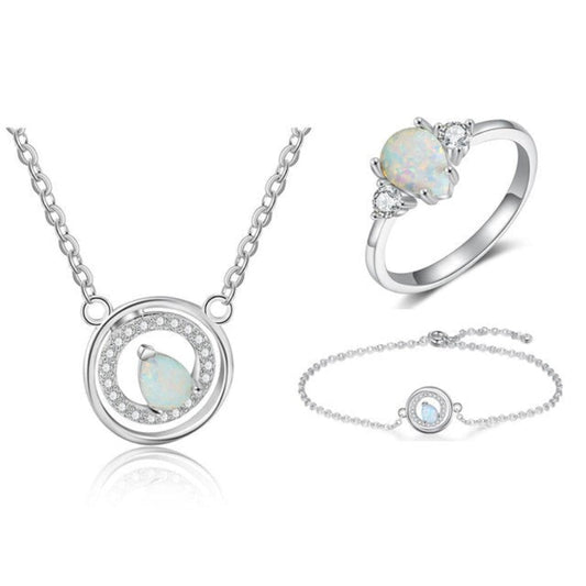Spirit Fire Opal 925 Sterling Silver Set