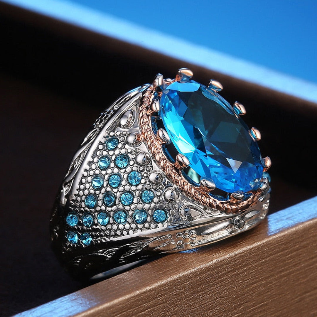 Vintage Big Oval Aquamarine Ring