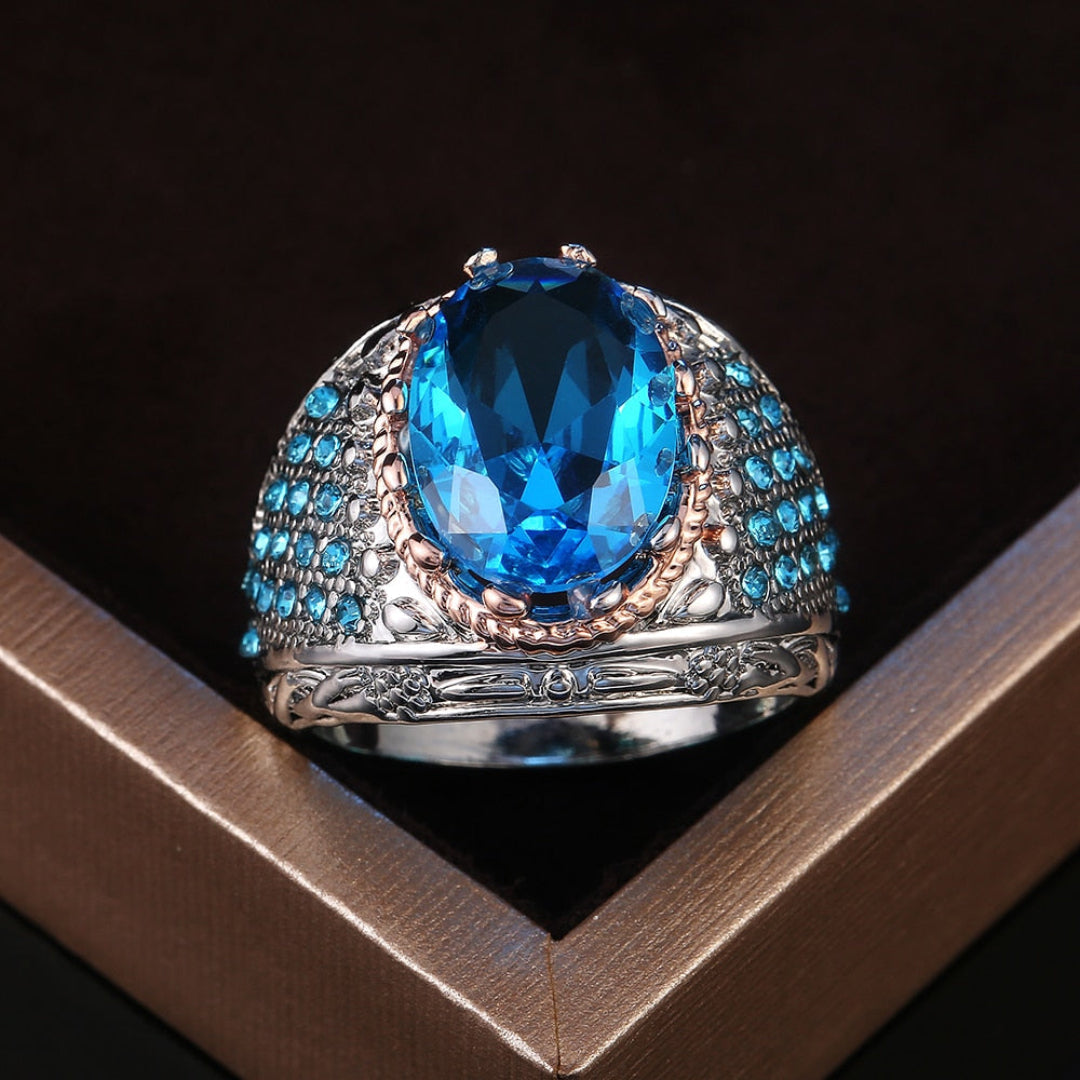 Ottoman Sultan Eye Aquamarine Ring
