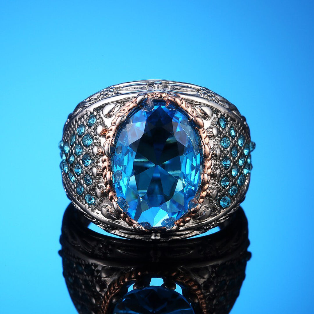 Vintage Big Oval Aquamarine Ring