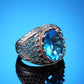 Vintage Big Oval Aquamarine Ring