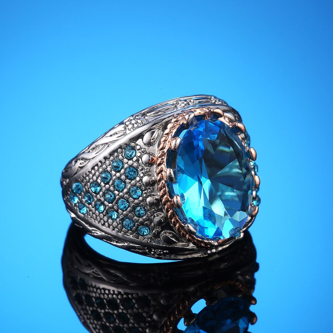 Vintage Big Oval Aquamarine Ring