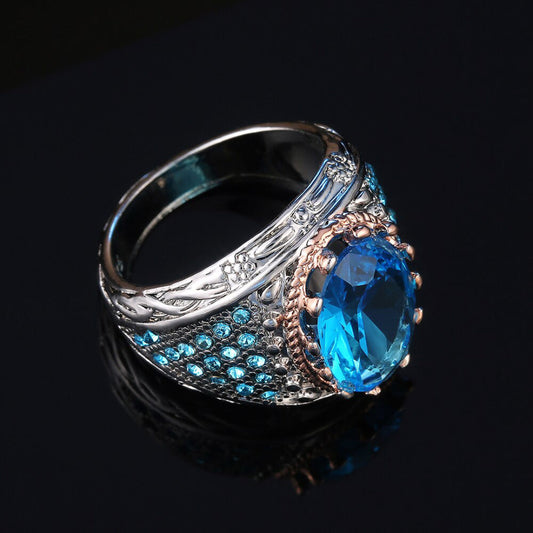Vintage Big Oval Aquamarine Ring