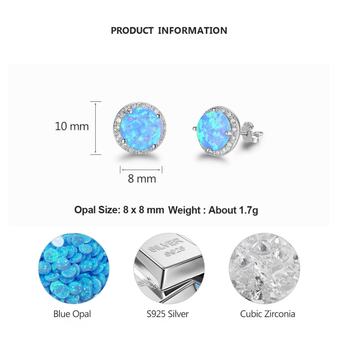 Elegant Circular Fire Opal Stud Earrings