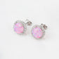 Elegant Circular Fire Opal Stud Earrings