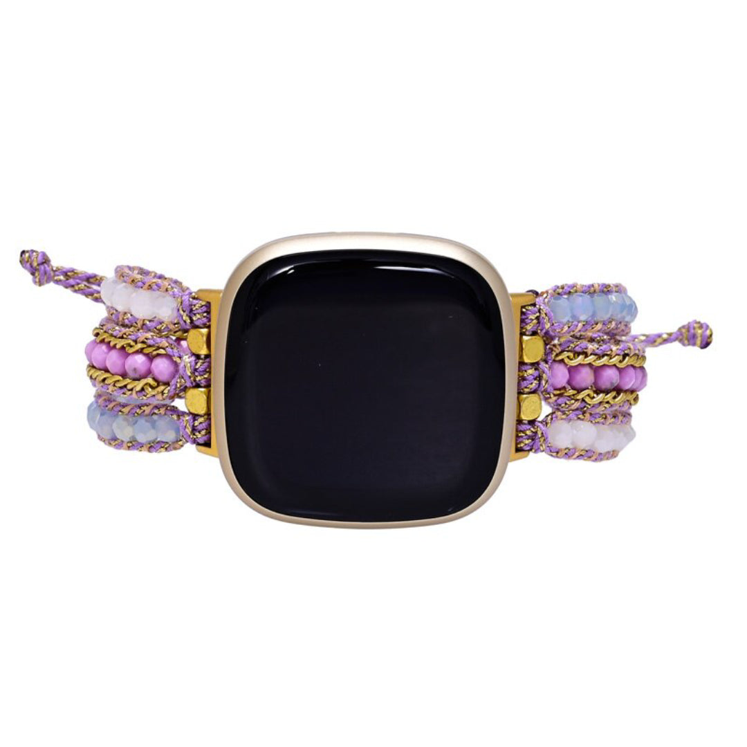 Boho-Uhrenarmband mit lila Steinen