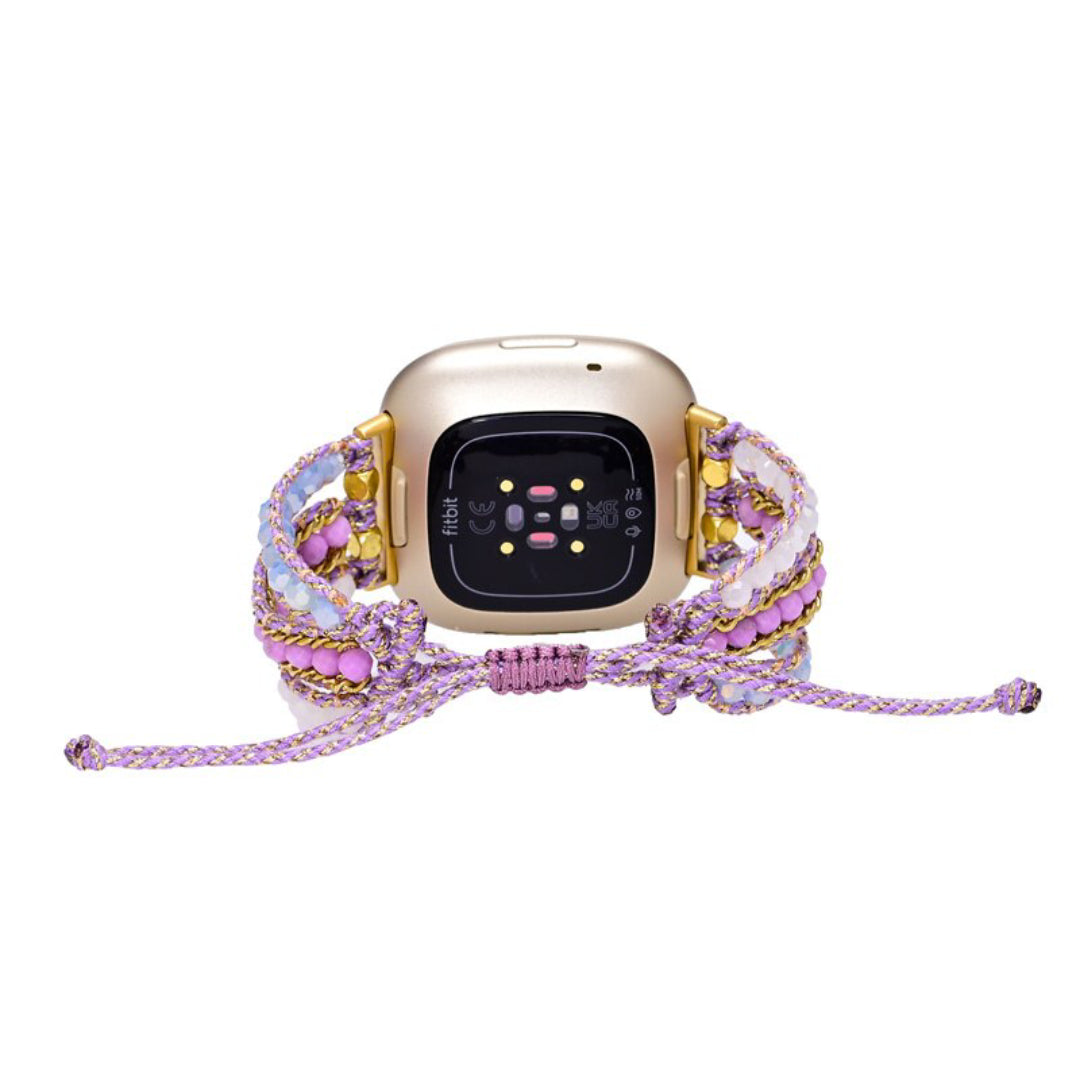 Boho-Uhrenarmband mit lila Steinen