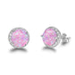 Elegant Circular Fire Opal Stud Earrings