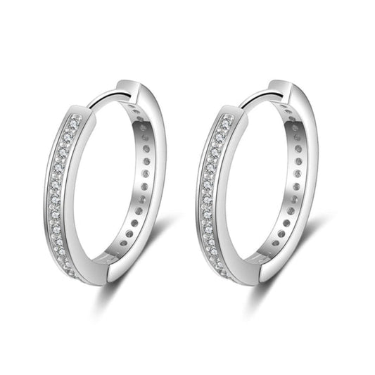 Shining Zirconia Silver Hoop Earrings