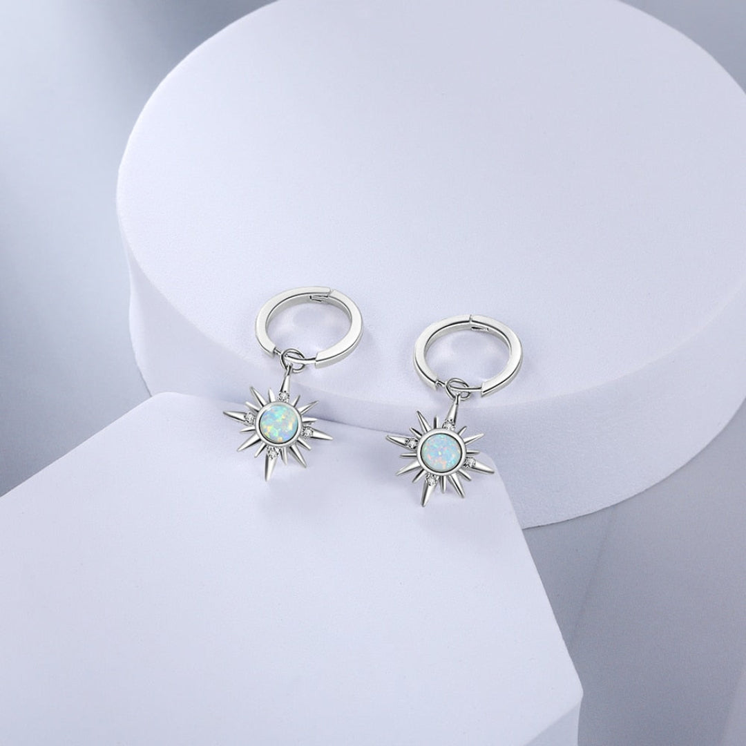 Sun Fire Opal Hoop Earrings