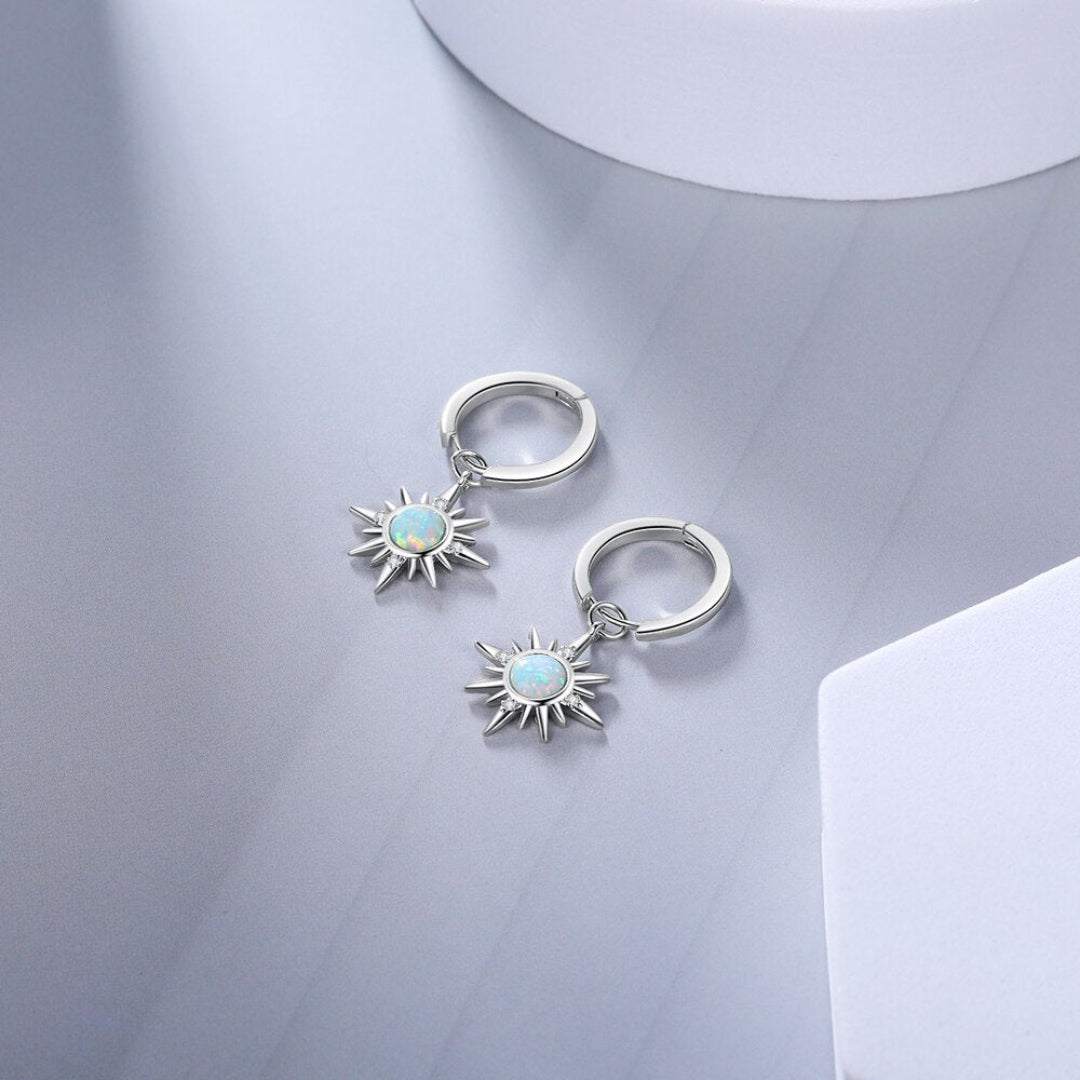 Sun Fire Opal Hoop Earrings