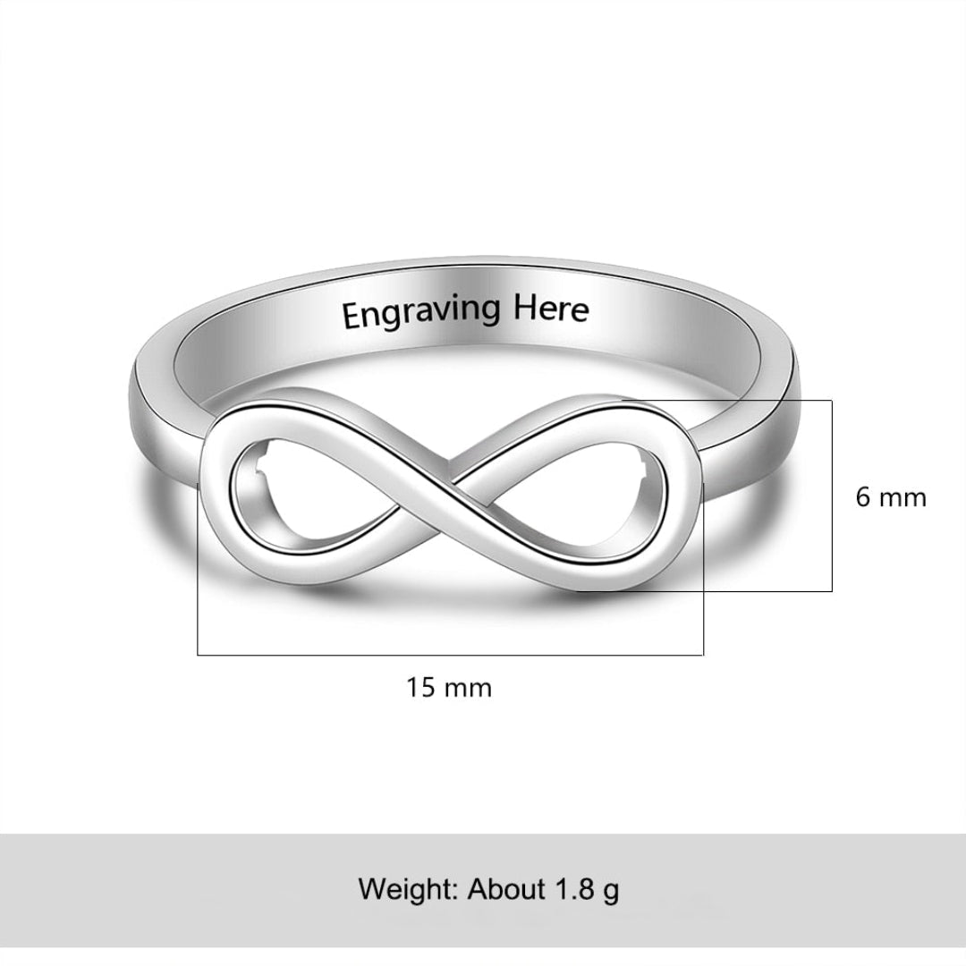 Infinity Silver Color Personalized Ring