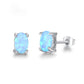 Chic Oval Fire Opal Silver Stud Earrings