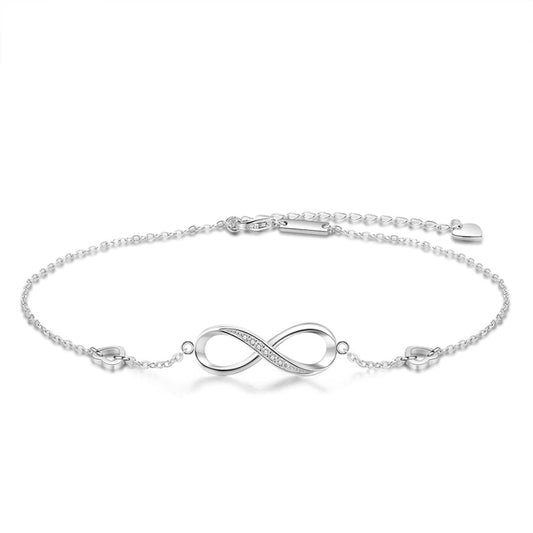 Fußkettchen mit Infinity-Zirkonia in Silber