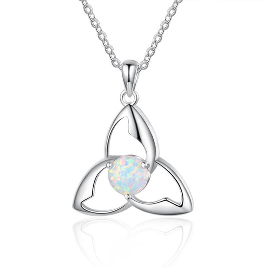 Chic White Fire Opal Pendant