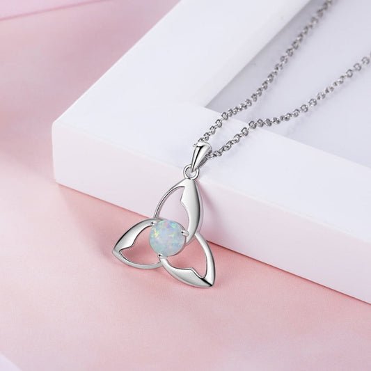 Chic White Fire Opal Pendant