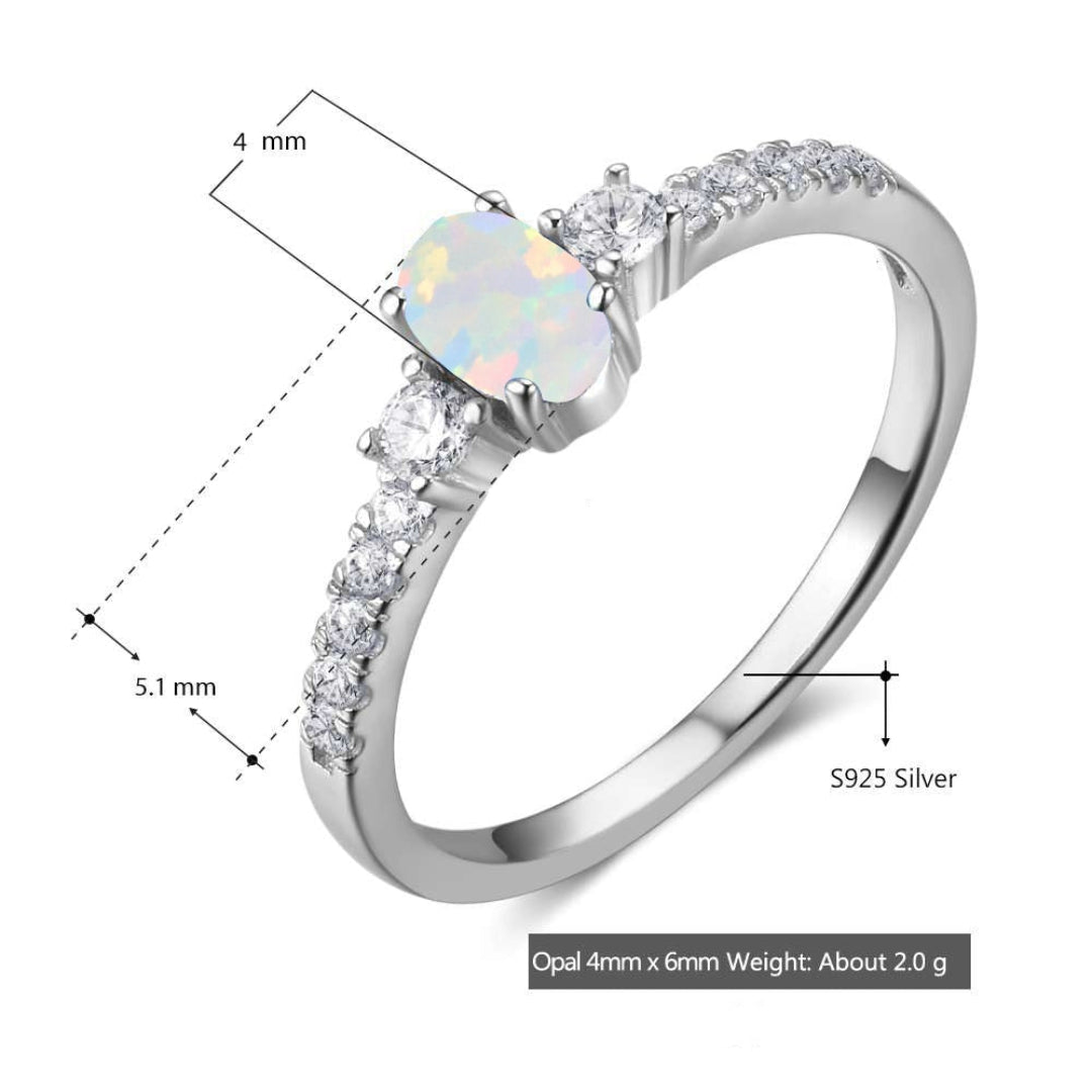 Chic Opal Cubic Zirconia Silver Ring