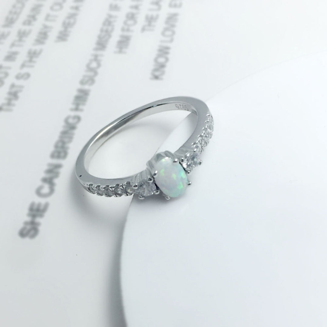 Chic Opal Cubic Zirconia Silver Ring