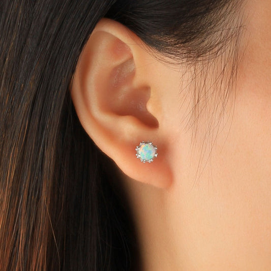 Minimal Fire Opal 925 Sterling Silver Earrings