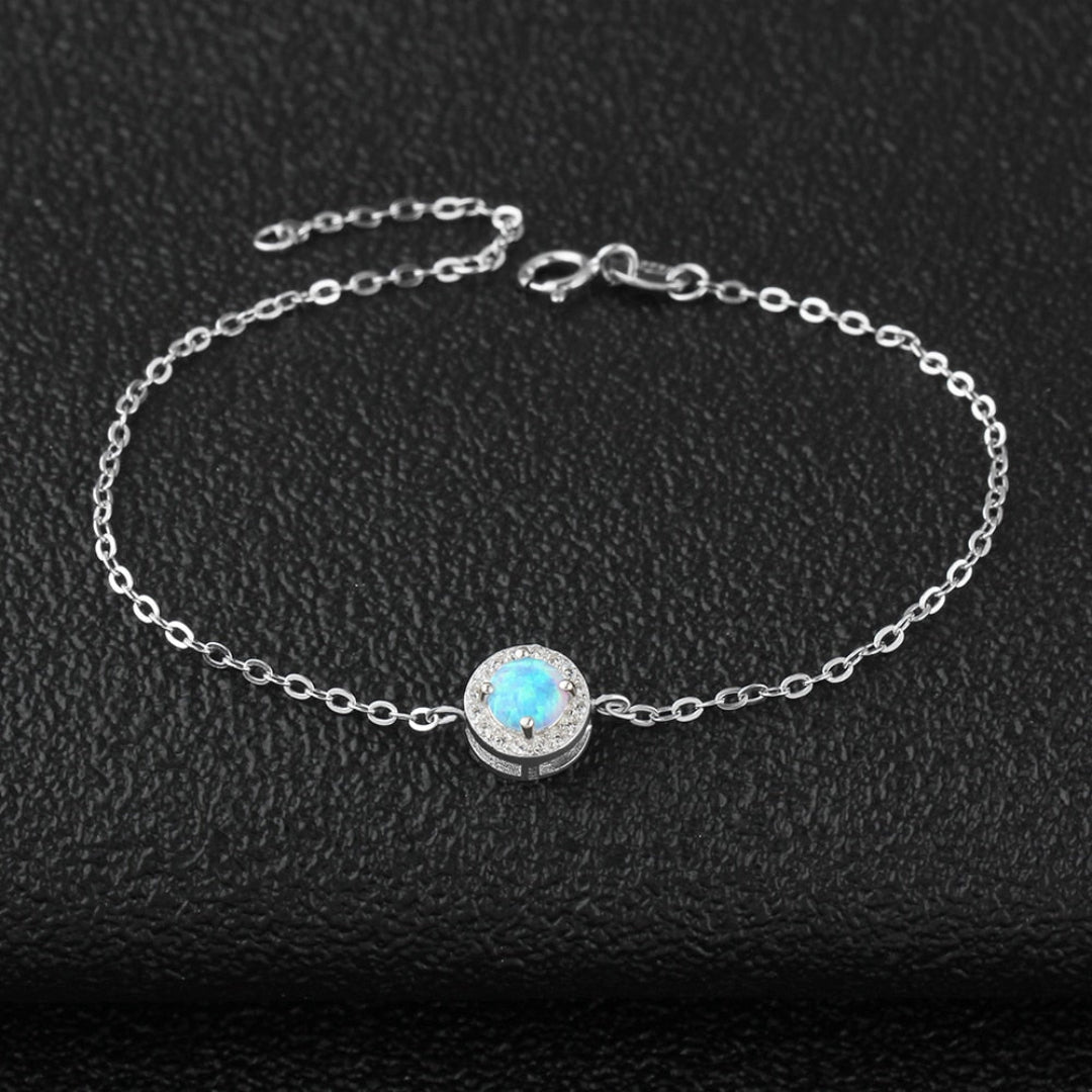 Chic Blue Opal Sterling Silver Bracelet