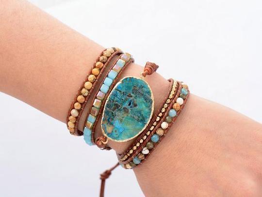 Ocean Jasper Golden Bracelet