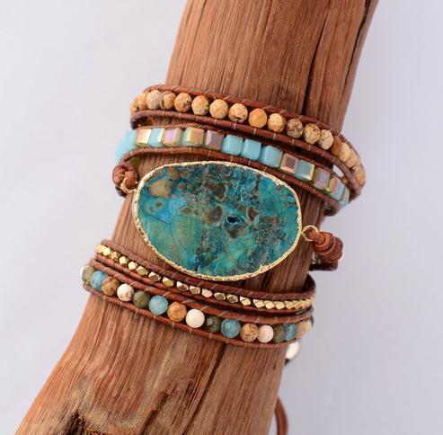 Ocean Jasper Golden Bracelet