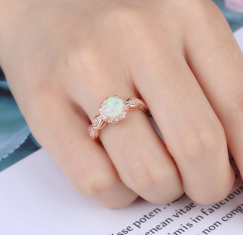 Flower Zirconia Opal Ring