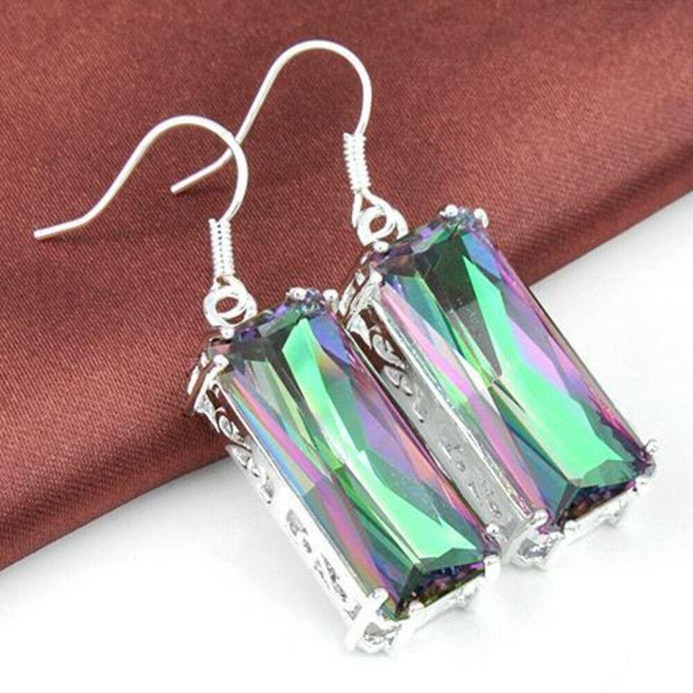 Regenbogen-Amethyst-Sterlingsilber-Ohrringe