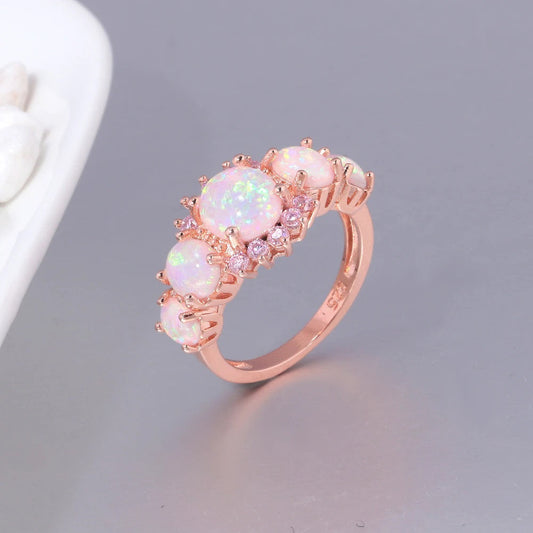 Rose Fire Opal Sterling Silver Ring