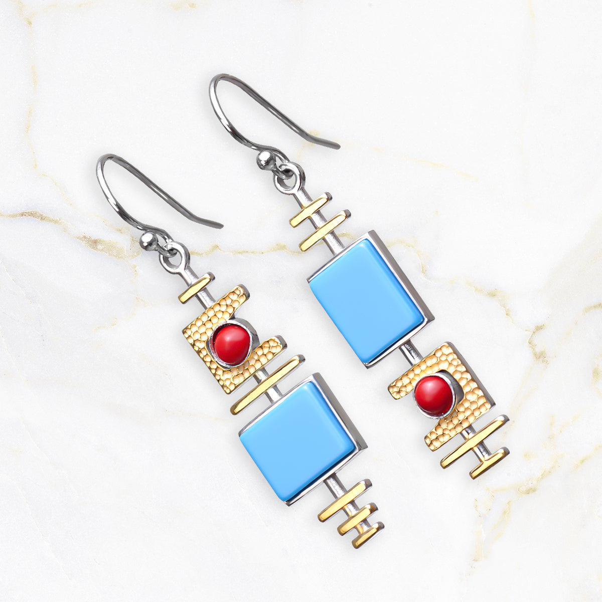 Turquoise Dangle Silver Earrings