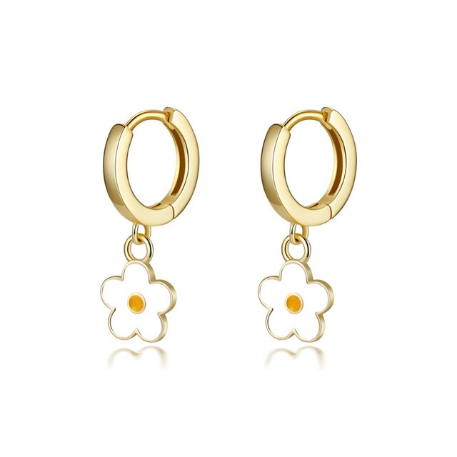 Flower 925 Sterling Silver Hoop Earrings