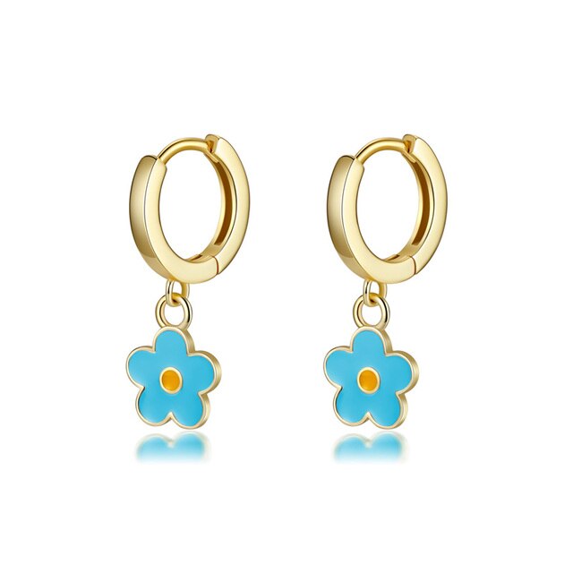 Flower 925 Sterling Silver Hoop Earrings