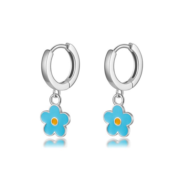 Flower 925 Sterling Silver Hoop Earrings